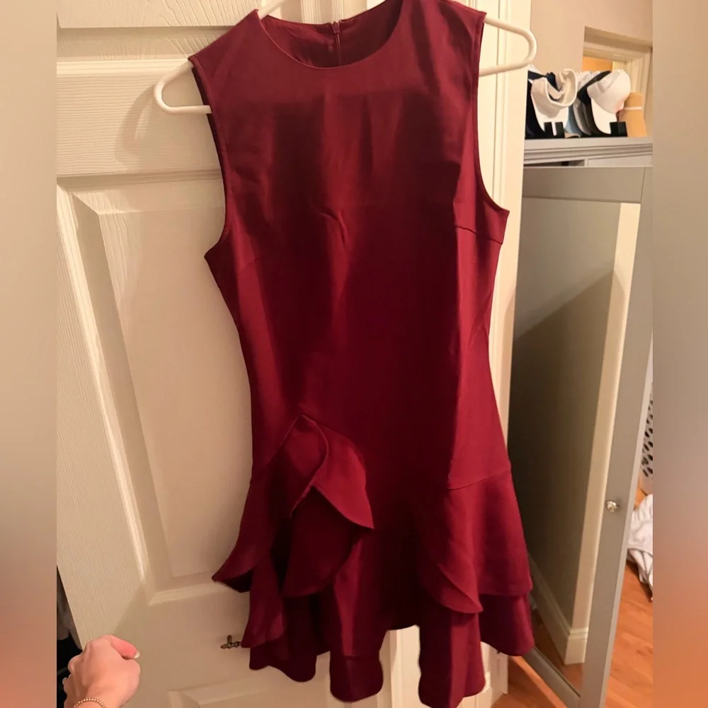 Commense Maroon Ruffle Mini Dress - Picture 2 of 4